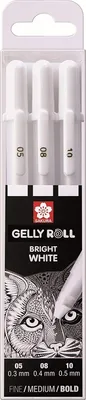 Produktbild von Sakura POXPGBWH3C, Verschlossener Gelschreiber, Weiß, Weiß, Kunststoff, Multi, Rund