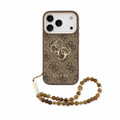 Produktbild von Guess Big Logo Hülle iPhone 18 Pro Max Kunstleder braun mit Kette