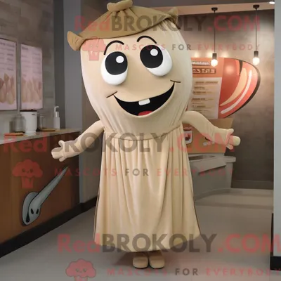 Obrázek produktu pro Postava REDBROKOLY maskota Tan Steak oblečená v zavinovacích šatech a sponkách do vlasů