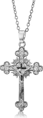 Produktbild von Damen Silber Kreuz Kette Zirkonia Anhänger Geschenk Modeschmuck