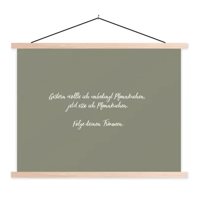 Produktbild von MuchoWow® Textilposter Zitate - Gestern wollte ich unbedingt Pfannkuchen - Pfannkuchenliebhaber - Sprichwörter 40x30 cm mit holzfarbenen Rahmen - Bilder