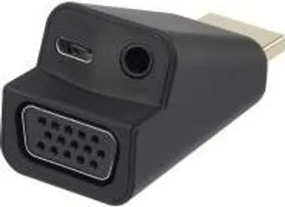 Produktbild von Renkforce RF-4149768 HDMI / VGA Adapter [1x HDMI-Stecker - 1x VGA-Buchse, Klinkenbuchse 3.5 mm] Schwarz