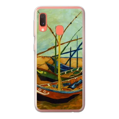 Produktbild von MuchoWow® Handyhülle Schutzhülle Hülle für Samsung Galaxy A20e Fischerboote am Strand - Vincent van Gogh Silikon Softcase Handy Hülle - Abdeckung