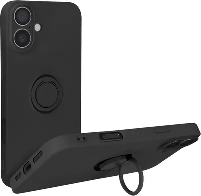 Image de Avizar, étui souple avec support pour anneau Apple iPhone 16 Plus, noir