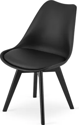 Image de lot de 2 chaises de salle à manger Chaise de salon 2x noir avec pieds en bois massif noir, chaise coque confortable & stable