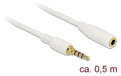 Immagine prodotto di Delock Klinkenverlängerungskabel 3,5 mm 4 Pin Stecker zu Buchse 0,5 m weiß