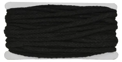 Produktbild von 10m Kordel 5-7mm geflochten 85% Baumwolle Bekleidungskordel Flechtkordel Farbwahl, Farbe:schwarz