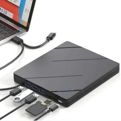 Produktbild von AIORBER Multifunktionaler Blu-ray DVD Brenner, Extern BD-RE USB/Type-C 4K-Player, für Laptop/PC/All-in-One