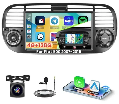 Obrázok produktu pre 4G+128G Android 15 autorádio pre Fiat 500 (modelové roky 2007-2015) s bezdrôtovým Carplay a Android Auto