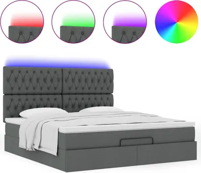 Produktbild von Ottoman-Bett mit Matratze & LEDs Dunkelgrau 160x200 cm Stoff