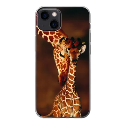 Produktbild von MuchoWow® Handyhülle Schutzhülle Hülle für iPhone 13 Giraffe - Kalb - Porträt Silikon Softcase Handy Hülle - Karteninhaber