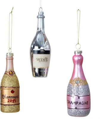 Produktbild von Weihnachtsanhänger 3 Stück Glas Sektflasche