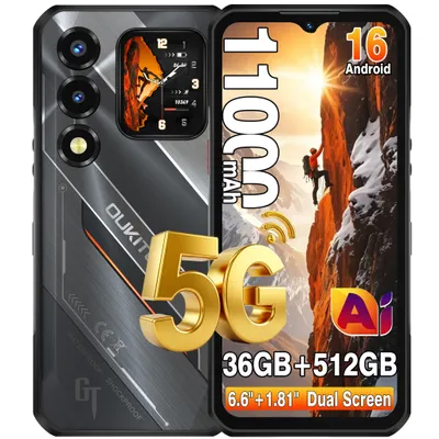 Image de OUKITEL WP 66 Smartphone Robuste 5G, Double Écran 6,58''+1.81" 36Go+512Go 11000mAh/Recharge rapide 33W 108MP Caméra Téléphone NFC GPS - Noir