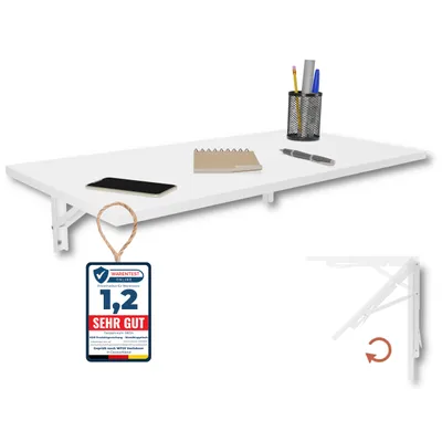 Produktbild von Wandklapptisch Schreibtisch Tischplatte 80x40 cm in Weiß Klapptisch Esstisch Küchentisch für die Wand stabiler Bartisch Stehtisch Wandtisch Tisch