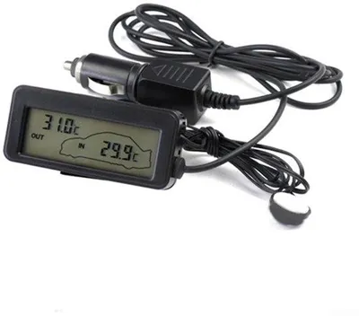 Productafbeelding van Digitale LCD-temperatuurmeter, 12V, zwart, eenvoudig afleesbaar, geschikt voor binnen- en buitengebruik