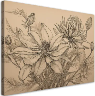 Produktbild von Leinwandbild Vintage Pflanzen Beige 120x80 Feeby Beige bild für die wand bereit zum aufhängen