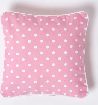 Obrázek produktu pro HOMESCAPES Povlak na polštář v růžové barvě s puntíky, 100% bavlna, 30 x 30 cm