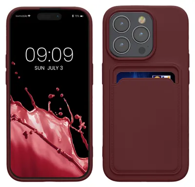 Produktbild von kwmobile Handyhülle für Apple iPhone 15 Pro Hülle mit Kartenfach - TPU Case - Kabelloses Laden - Schutzhülle Cover in Tawny Red