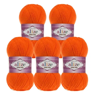 5 x 100g Strickgarn Alize Cotton Gold Uni Klassikgarn Häkelgarn orange
