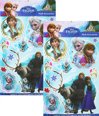 Produktbild von 2 Stück Disney 3D Poster Disney Frozen Die Eiskönigin Wandtattoo 10 Stück Wandsticker Wandbilder Mädchen Kinderzimmer Deko mehrfarbig