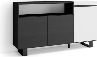 Produktbild von Sideboard, Highboard, 150x87x35cm, 3 Türen, Industriedesign, Weiß und Schwarz