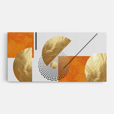 Produktbild von ARTHUB® Leinwandbild 50x100 cm, Beautiful Gold Shapes | Wohnzimmerdekoration, Hängende Bilder, Wanddekoration, Heimdekoration, Abstrakte, Abstrakte Kunst