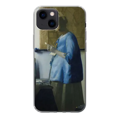 Produktbild von MuchoWow® Handyhülle Schutzhülle Hülle für iPhone 13 mini Frau in Blau liest einen Brief - Gemälde von Johannes Vermeer Silikon Softcase Handy Hülle - Softcase