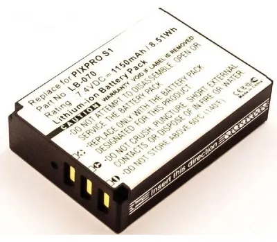 Produktbild von Akku für Kodak PixPro S-1 Li-Ion 7,4 Volt 1150 mAh schwarz
