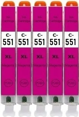 Image de 5 x cartouches compatibles avec Canon CLI-551 Magenta XL pour Pixma IP7250, IP8750, IX6850, MG5450, MG5550, MG5650, MG5655, MG6350, MG6450, MG6650...