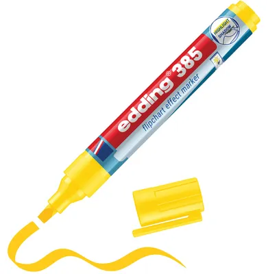 Zdjęcie produktu dla Edding 385 Flipchart, 1 szt., Żółty, Końcówka pędzlowa, Plastik, Okrągły, 1 mm