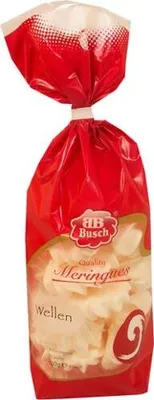 A bag of meringues on a white background.