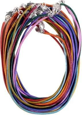Immagine prodotto di Collana In Pelle Con Chiusura A Moschettone Multicolore --confezione Da 10 Pz - 45 Cm