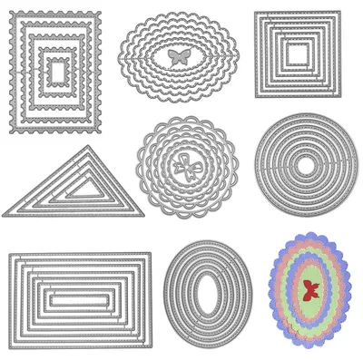 Imagen del producto de Omgoods - 8 troqueles para cortar, ideales para crear tarjetas - Varias formas para scrapbooking