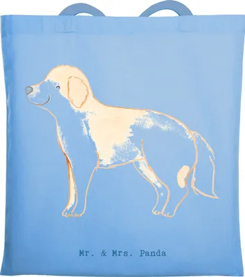 Produktbild von Mr. & Mrs. Panda Jutetasche Golden Retriever Lebensretter - Sky Blue - Geschenk, Tote Bag, Stoffbeutel, Tasche, Goldie Hund, Einkaufstüte, Jutebeutel, Shopping