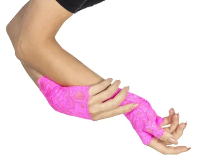 Immagine prodotto di Smiffys - Guanti senza dita da donna "80s", pizzo SM489 (taglia unica) (rosa neon)