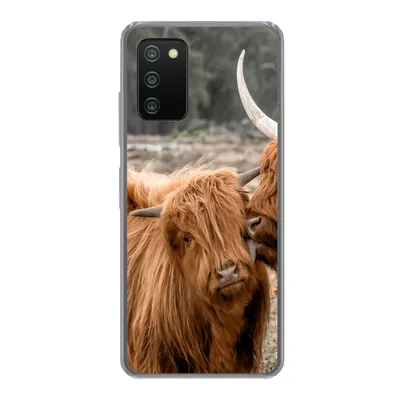 Produktbild von MuchoWow® Handyhülle Schutzhülle Hülle für Samsung Galaxy A03s Schottischer Highlander - Liebe - Porträt Silikon Softcase Handy Hülle - Schutz