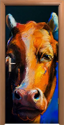 Produktbild von Türposter 90x200 cm Türaufkleber Türtapete Türfolie Klebefolie Wand Kunst Wohnkultur braune Kuh