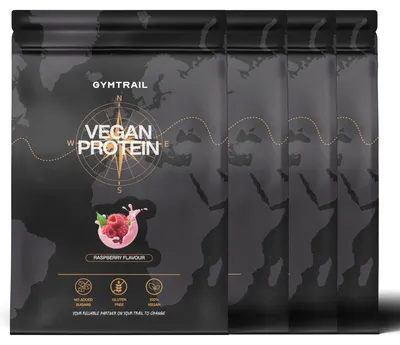 Produktbild von GYMTRAIL® Veganes Eiweißpulver aus Erbsenprotein 2000g | Pflanzliches Proteinpulver mit essenziellen Aminosäuren | Ohne Soja und Süßungsmittel mit Birkenzucker | Raspberry