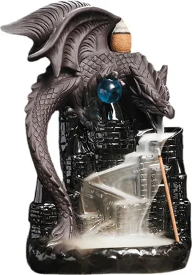Produktbild von Drachen-Wasserfall-Räucherstäbchenhalter, Rückfluss-Räuchergefäß, Keramik-Räucherkegelhalter, handgefertigte Drachenstatuen