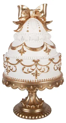 Produktbild von Clayre & Eef Dekorationsfigur Kuchen Ø 19x33 cm Weiß Kunststoff