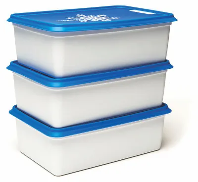 Imagen del producto de Contenedores congeladores Amuse apilables, 3 unidades de 2000 ml - Contenedores de almacenamiento, color blanco y azul