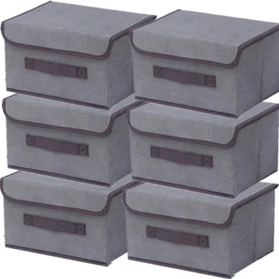 Produktbild von Omgoods – Aufbewahrungsboxen mit Deckel – Faltbar – 26 x 19 x 16 cm – 6 Stück – Kleideraufbewahrung – Stoff – Platzsparend – Aufbewahrungsboxen