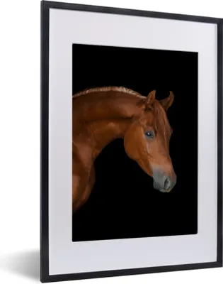 Produktbild von MuchoWow® MuchoWow® Gerahmtes Poster Pferd - Schwarz - Tier 30x40 cm - Poster mit zchwarzem Bilderrahmen - Wandposter Schlafzimmer