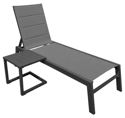 Produktbild von Set Sonnenliege und Beistelltisch BARBADOS aus grauem Textilene - anthrazitgraues Aluminium