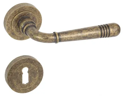 Produktbild von DOMINO Türgriff-Garnitur LOFT-R BB-Buntbart Bronze antik