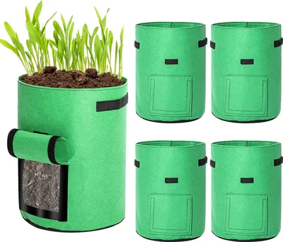 Produktbild von Bettizia Pflanzsack 5X 38L aus Vliesstoff, Pflanztopf Pflanzensack für Kartoffeln,Tomaten, Blumen, Pflanzen, Gemüs,Pflanzen Tasche