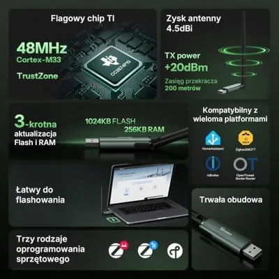 Zdjęcie produktu dla Sonoff zigbee USB dongle plus CC2674P10 gateway thread