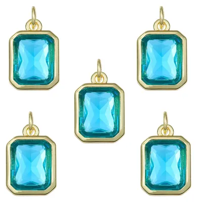 5 Kristall-Anhänger, 18K vergoldet, grün, 10x15 mm, DIY-Schmuck