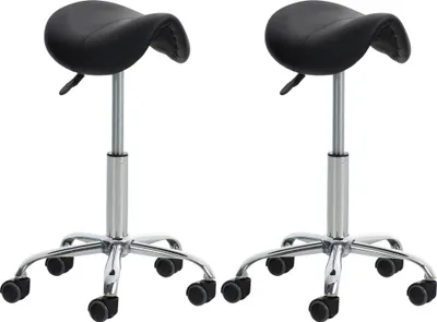 Produktbild von CLP 2er Set Arbeitshocker Reno mit Kunstlederbezug schwarz