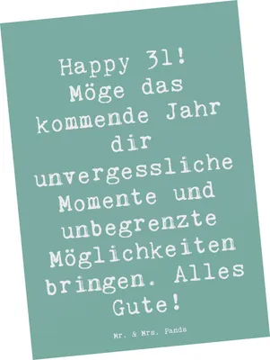 Produktbild von Mr. & Mrs. Panda Postkarte Spruch 31. Geburtstag - Meeresbrise - Geschenk, Lebensfreude, Ansichtskarten, Postkarten, Meilenstein, Erfolg, Happy Birthday, Grußkarte, Alter
